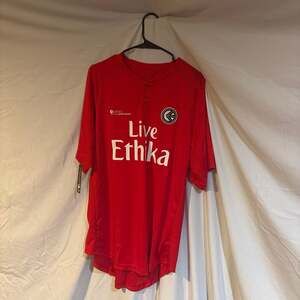 Ethika Red 2-Button Baseball Soccer Style Jersey Shirt